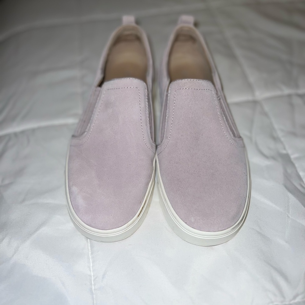 Vionic Kimmie Purple Suede Loafers Arch Support Comfort NWOT size 7